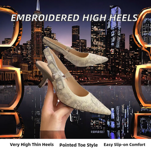 Designer Brand Spring Summer Outdoor Open Back Pointed Toe Sandals with Super High Thin <b>Heels</b> Rubber Outsole - Product Image 2