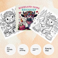 Livre de coloriage des vaches des Highlands, thème déguisement, activité créative pour enfants, 24 pages d'illustrations mignonnes de vaches écossaises