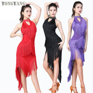 Vestido Largo sin Mangas con Flecos de Spandex y Cuello Alto para Mujer, Estilo <span class=keywords><strong>Salsa</strong></span> y Samba, con Collar, de TONGYANG - Product Image 1