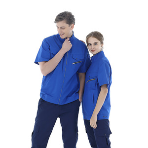 Camisa <span class=keywords><strong>de</strong></span> Trabajo Casual <span class=keywords><strong>de</strong></span> Manga Corta para Hombre y Mujer, Chaqueta <span class=keywords><strong>de</strong></span> Manga Corta para <span class=keywords><strong>Taller</strong></span>, Unisex, Venta al Por Mayor - Product Image 4
