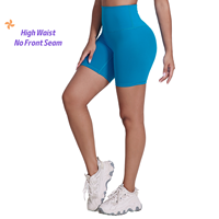 Short de sport élastique à taille haute pour femmes Logo personnalisé Fitness Yoga Bike Run Cycle Shorts-Motif solide