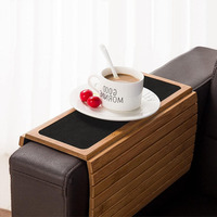 Table de bras de canapé avec sous-verre antidérapant bambou bois porte-boisson plateau tasse organisateur protecteur pour salle de bain canapé accoudoirs