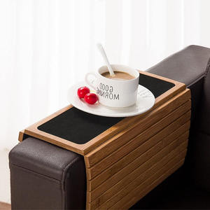 Table de bras de canapé avec sous-verre antidérapant bambou bois porte-boisson plateau tasse organisateur protecteur pour salle de bain canapé accoudoirs - Product Image 3