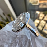 Bague de fiançailles en or blanc massif 10K/14K/18K avec diamant de laboratoire allongé taille marche de 0,5 à 3 carats, sertissage personnalisé, certifié IGI VS VVS