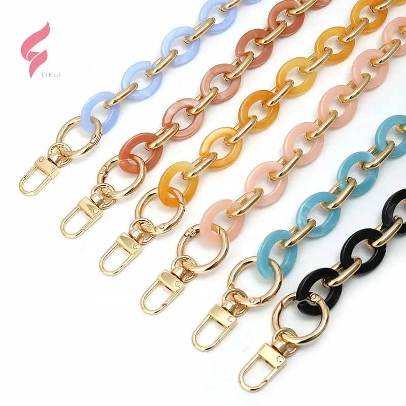 Lihui wholesale clear chunky thin acrylic Plastic handbag chain resin shoulder strap link acrylic bag Chain For Bag