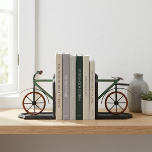 AK Brass Multicolor Bicycle Metal <b>Bookends</b> Set Of 2 Decorative Book Holders for Desk Shelf Home Office Library Decor - Product Image 2