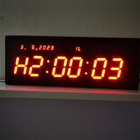 Stopwatch LED 6 Digit 3 Inci Big Nixie Tube yang Dapat Diprogram, Penghitung Waktu Naik/Turun untuk GYM, Jam dengan Lampu Merah Desain Art Deco, Adaptor AC-DC