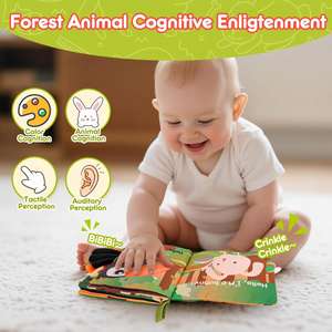 หนังสือผ้าสำหรับเด็กทารก 0-3-6-12-18 เดือน หนังสือผ้าสัมผัสและมีเสียงกรอบแกรบสำหรับเด็กทารก - Product Image 5