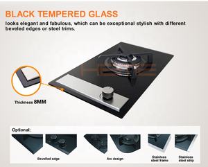 Grands Appareils De <span class=keywords><strong>Cuisine</strong></span> Tables De Cuisson Brûleur à gaz simple encastré Surface de cuisson Réchaud à gaz en verre trempé - Product Image 3