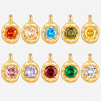 Collier pendentif cercle organique multicolore en CZ - Acier inoxydable 316L, chaîne texturée martelée en or 18K PVD, 10 couleurs disponibles