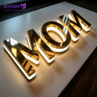 Lettres en acier inoxydable rétroéclairées par LED personnalisées de luxe, enseigne lumineuse Halo Lit, enseigne murale personnalisée avec logo de marque pour salon de beauté et de coiffure