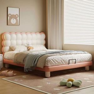 Lit de repos moderne minimaliste en bois crème |   Conception confortable et ajustable de forme ronde pour filles et garçons - Product Image 2