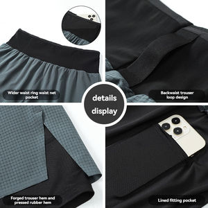 <b>Men's</b> Woven Mid Waist Trail Running <b>Shorts</b>-Double-Layer Breathable Quick Dry Outdoor Hiking Gym Sports Workout <b>Shorts</b> - Product Image 2