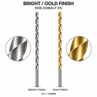 Foret hélicoïdal extra long 4,2x150mm M35 5% Cobalt à queue droite pour perçage de métaux et acier inoxydable