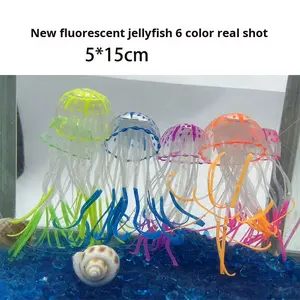Méduse artificielle lumineuse multicolore Accessoires d'aménagement paysager d'aquarium en silicone écologique pour décorations d'aquarium - Product Image 4