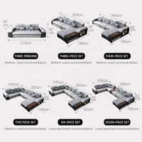 Sofá multifuncional con forma de U para sala de estar, tela Seccional de 7 asientos, moderno, con carga usb