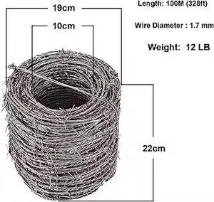 Recubierto 0,8mm Residencial 12,5 calibre Twist Barbwire Sheep American Proof Deer 12,5 calibre 4-Point Barbs espaciado 5 pulgadas alambre de púas - Product Image 6