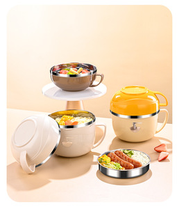 Bols à nouilles en acier inoxydable 304 avec poignée, portables, pour soupe, ramen, bureau, maison, cuisine, boîte à lunch - Product Image 3