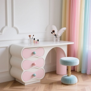 Tocador Moderno de Madera Maciza Color Crema, Nuevo Gabinete de Almacenamiento Integrado <span class=keywords><strong>para</strong></span> Dormitorio con Armario y Tocador - Product Image 3