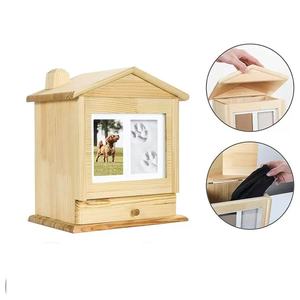 Wooden Pet <b>Urn</b> Small House With Photo Frame And Inkpad For <b>Cats</b> Dogs Memorial Item - Product Image 5