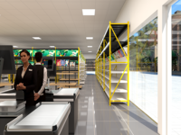 Solution complète pour les épiceries : conception 2D et 3D gratuite, étagères de supermarché en métal personnalisées
