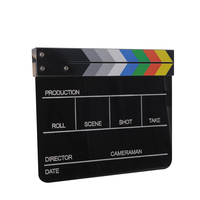 WF AA402 9,3"*11" Schwarzes Acryl-Filmklappbrett, Plastik-Filmklappbrett, Cut-Action-Szenenklappbrett mit farbigen Stäben