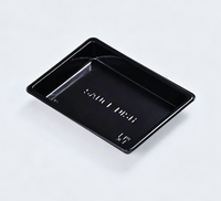 Assiettes à sushi et plats à condiments rectangulaires en PET recyclables, jetables et personnalisables, de qualité alimentaire, avec logo/design graphique personnalisé