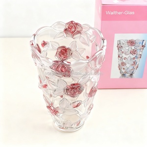 <span class=keywords><strong>Vase</strong></span> de table de <span class=keywords><strong>mariage</strong></span> personnalisé en verre rose, fait main, style Art Déco, cylindrique, écologique, <span class=keywords><strong>gravé</strong></span> de roses florales en relief - Product Image 6
