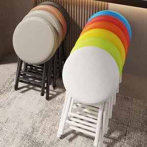 Folding <b>Stool</b> Portable Chair <b>Small</b> Round Stackable Lightweight Plastic Home Furniture Minimalist Design Modern Appearance - Product Image 1