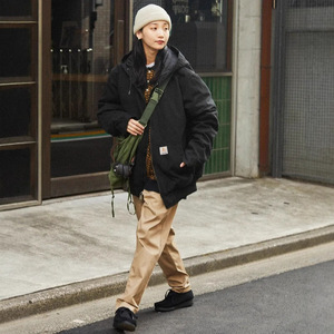Giacca a Vento Invernale Retrò Pesante e Spessa J140 in Tela Duck Canvas Lavata e Robusta Marrone Giubbotto Attivo Imbottito da <span class=keywords><strong>Uomo</strong></span> Cappotto Vestibilità Larga All'ingrosso - Product Image 5