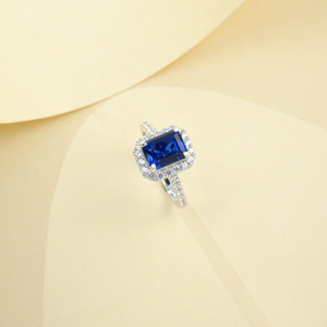 S925 Sterling <b>Silver</b> Lab Created Sapphire <b>Solitaire</b> <b>Ring</b> - Product Image 1