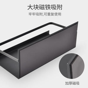 Étagère magnétique rectangulaire à 1 niveau pour réfrigérateur, organisateur de rangement suspendu pour étagère latérale de réfrigérateur de cuisine, ensemble noir et blanc - Product Image 5