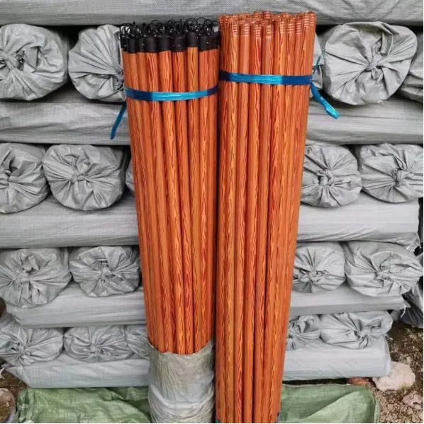 Hot sale Broom pole 120/150cm Metalic Iron Wooden Brush Stick BroomHandle PVC Paint Coated palo de escoba OEM Customized