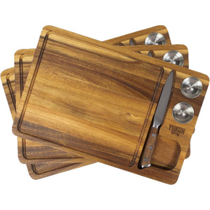 Tabla para carne Yukon Glory de madera de acacia con cuchillo y recipientes para condimentos, juego de 4 piezas para servir al estilo de restaurante - Product Image 5