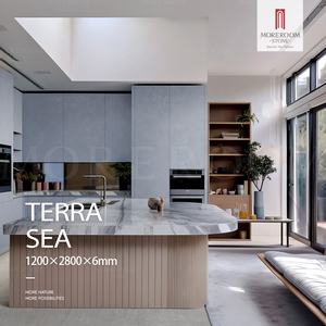 Dalles de sol en porcelaine bleue aspect béton 1200x2800mm Carreaux minces de grand format Dalles de pierre frittée 6mm Mur - Product Image 2