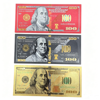 Billet de banque factice en plastique PET, étanche, noir, plaqué or 24 carats, motif billet de 100 dollars, monnaie américaine, cadeau pour collection
