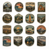 Juego de Pegatinas Vintage para Aventuras al Aire Libre, Calcomanías Retro de Parques Nacionales, Camping y Senderismo, Vinilo Resistente a la Intemperie para Equipo de Viaje