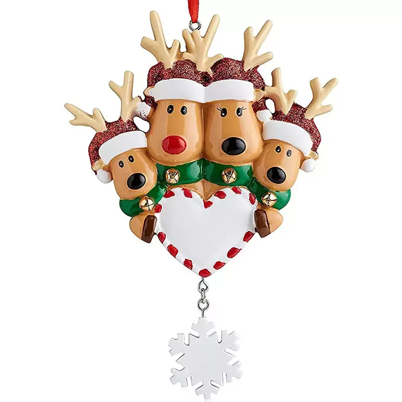 Factory Direct Sublimation Christmas Resin Elk Love Ornaments Diy Xmas Tree Hanging Pendants For Holiday Christmas decorations