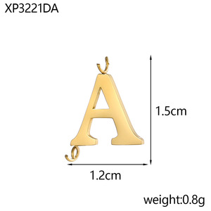 Conectores de Letras de 15 mm |   Dijes de Letras del Alfabeto con Doble Orificio, Chapados en Oro PVD de 18K, de Acero Inoxidable, para Fabricación de Joyería DIY - Product Image 4