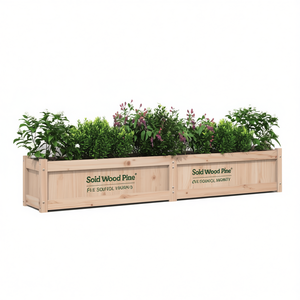 Pot de fleurs en bois de pin massif 70,9x12,2x12,2, jardinière de style rustique - Product Image 1