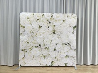 Toile de fond pliable en tissu de tension de 8x8 pieds pour les événements de mariage, taie d'oreiller, toile de fond de cabine photo noir uni