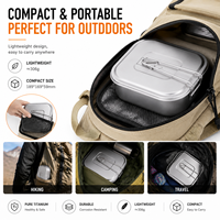 Boîte à lunch en titane pour l'extérieur, 1100 ml, récipient alimentaire pour le camping, boîte de rangement avec poignée pliable, boîte à repas pour la randonnée, OEM ODM
