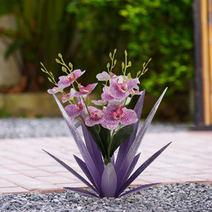 SYLVAN Adornos Creativos <span class=keywords><strong>de</strong></span> Hierro con Forma <span class=keywords><strong>de</strong></span> Flor <span class=keywords><strong>de</strong></span> <span class=keywords><strong>Agave</strong></span>, Artesanía <span class=keywords><strong>de</strong></span> <span class=keywords><strong>Tequila</strong></span>, Decoración LED para Patio Exterior con Simulación <span class=keywords><strong>de</strong></span> Phalaenopsis - Product Image 1