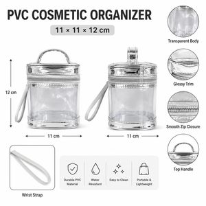 Private Label <b>Transparent</b> PVC Square <b>Bag</b> with Zipper Handle Custom Logo Cosmetic Organizer Pouch for Travel Essentials - Product Image 3