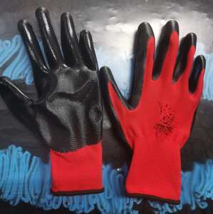 Venta al por mayor 13G Grip logotipo impreso personalizado tejido poliéster nailon nitrilo recubierto construcción jardín seguridad guantes de trabajo de protección - Product Image 4