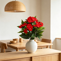 Buket Bunga Hydrangea Merah Buatan, Bunga Palsu untuk Dekorasi Pernikahan, Dekorasi Rumah, Rangkaian Bunga, Grosir
