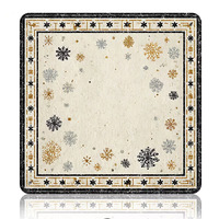 Tapis de table de mahjong américain rétro vieilli à motif flocon de neige, avec bordure ornée, base en caoutchouc antidérapante, pour les jeux de Noël