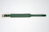 Collier pour chien en cuir vert vintage personnalisé en usine, doublure intérieure marron, coutures précises, boucle en métal, collier ajustable pour animaux de compagnie