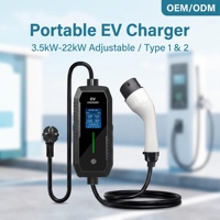 Station de recharge de voiture à courant réglable, longueur de câble 5M/6M/7M/10M, type 2, norme européenne, chargeur EV portable 11 kW