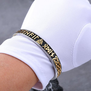 Pulsera Vikinga Hombre Acero Titanio Nórdico Brazalete Nudo Celta Abierto Bicolor Pulido Vintage Moda Joyería Mayorista - Product Image 3